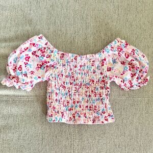 5T Vince Camuto Floral Puff Sleeve Crop Top
